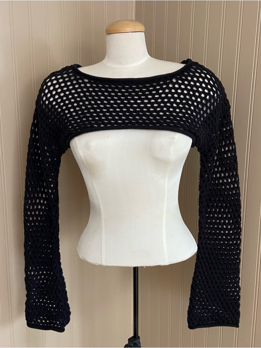 Garage Long Sleeve 100% Cotton Crochet Crop Top Women’s XS